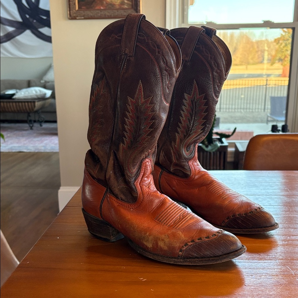Tony Lama Brown Leather Cowboy Boots